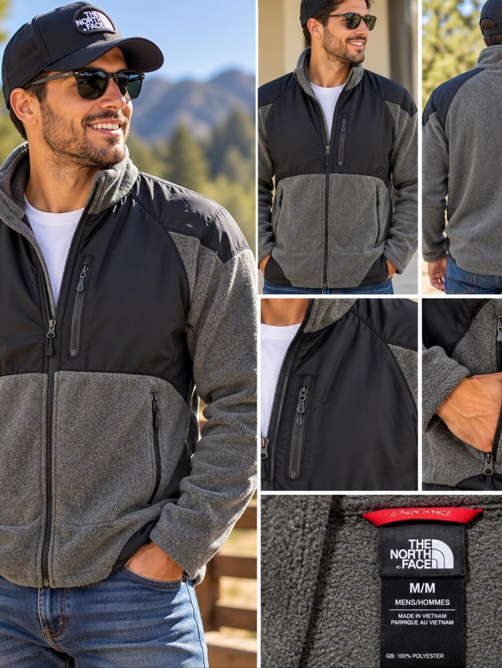 The North Face Men's Two-Tone Gray and Black Fleece Jacket